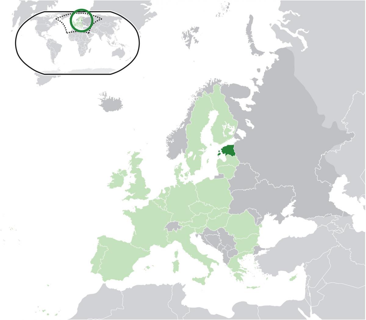Естония на картата на Европа