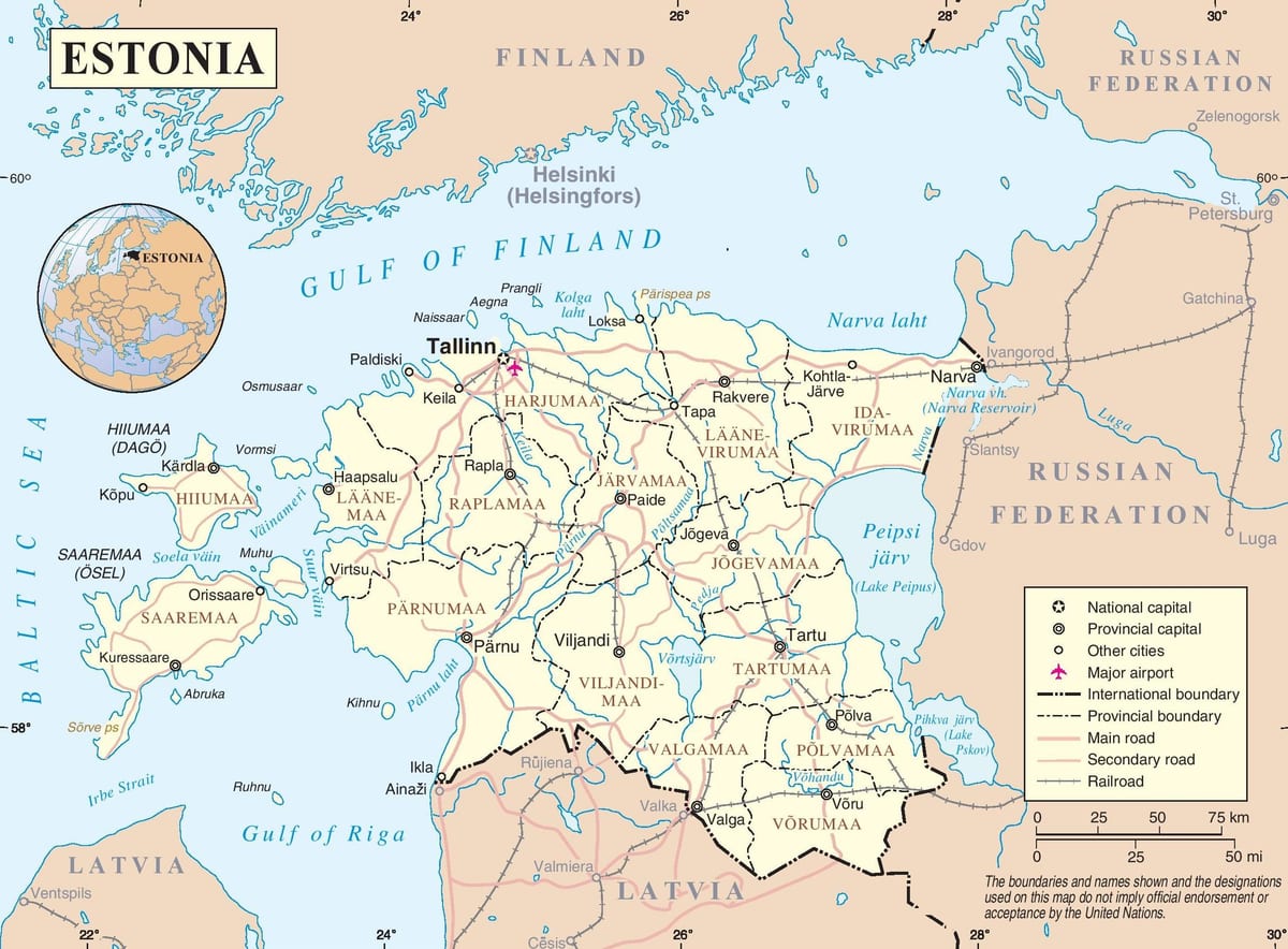 На картата на естония