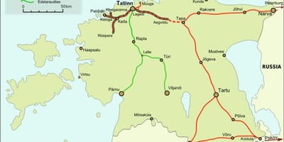 Карта на естонски железопътен транспорт